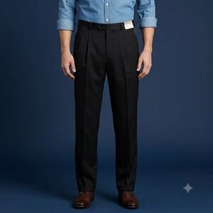 Vittorio St. Angelo Dress Pants Mens 34W Black Flat Front NWT